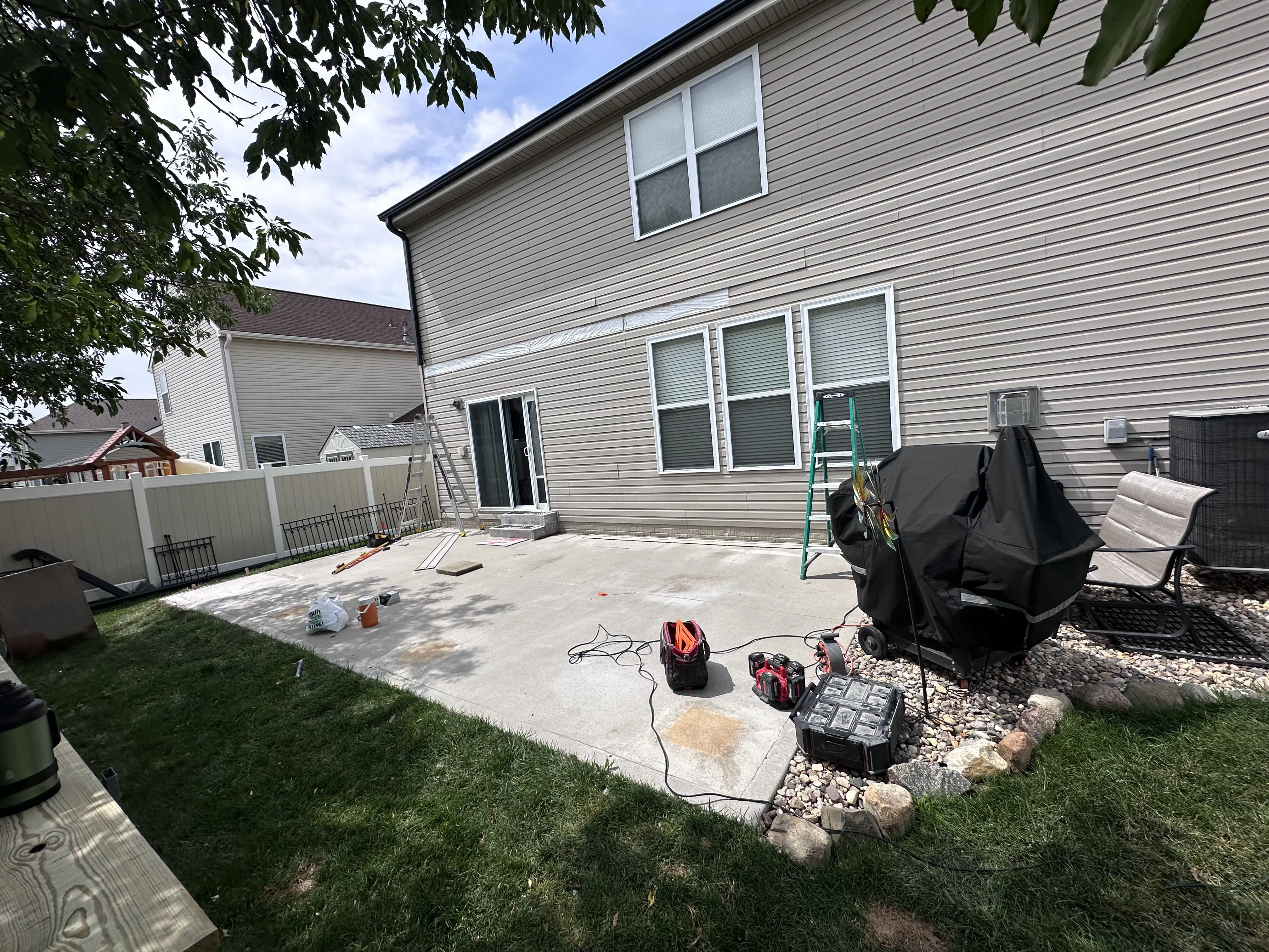 Bare concrete patio before